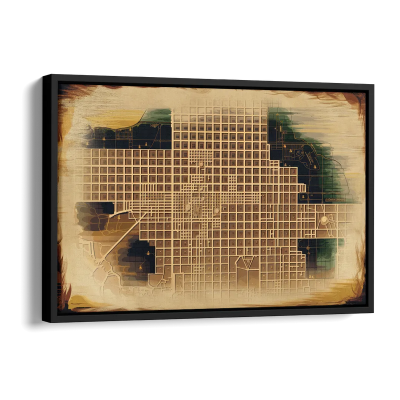 Denver Neighborhood Map Side - Black Canvas Wall Art