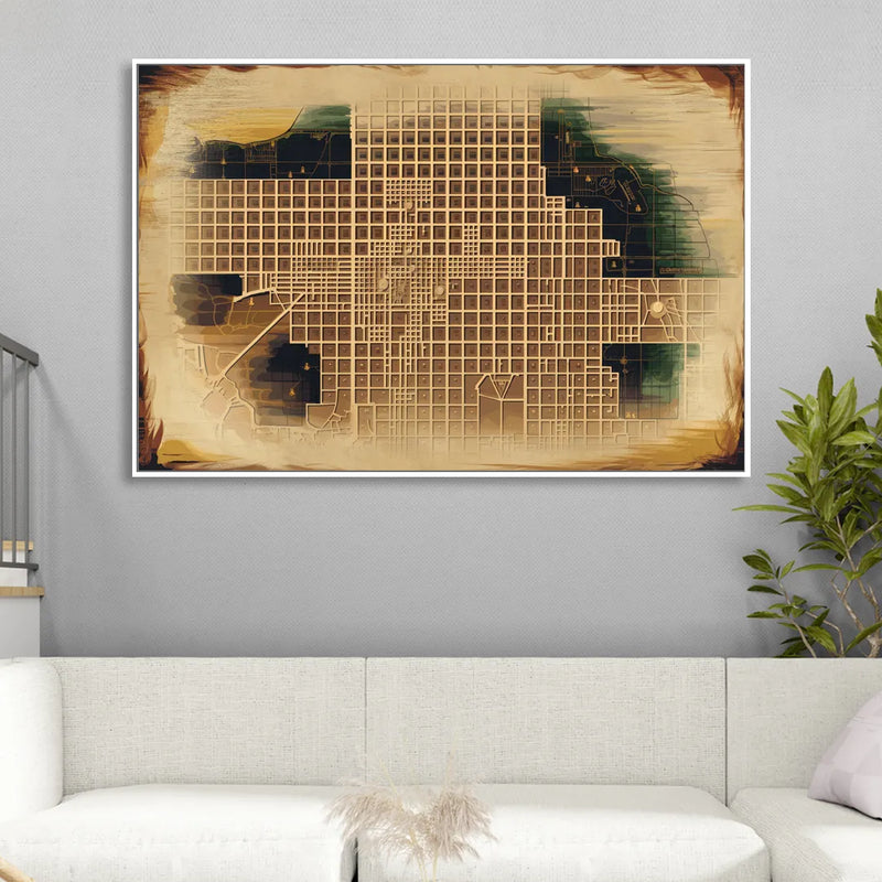 Denver Neighborhood Map Sitting Room - White Canvas Wall Art