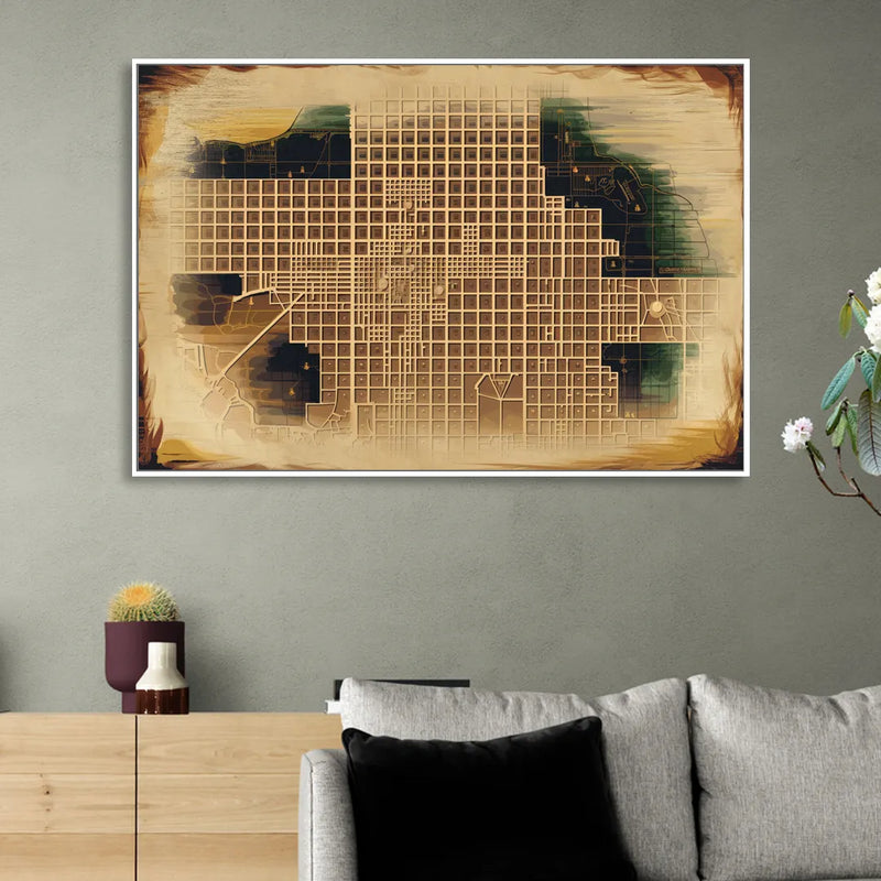 Denver Neighborhood Map Living Room - White Canvas Wall Art