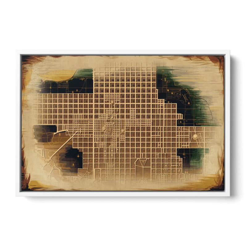 Denver Neighborhood Map Front - White Canvas Wall Art