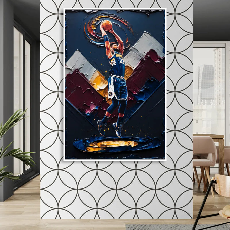 Denver Nuggets Team Spirit Sitting Room - White Canvas Wall Art