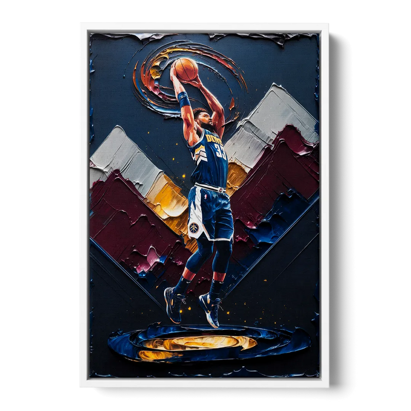 Denver Nuggets Team Spirit Front - White Canvas Wall Art