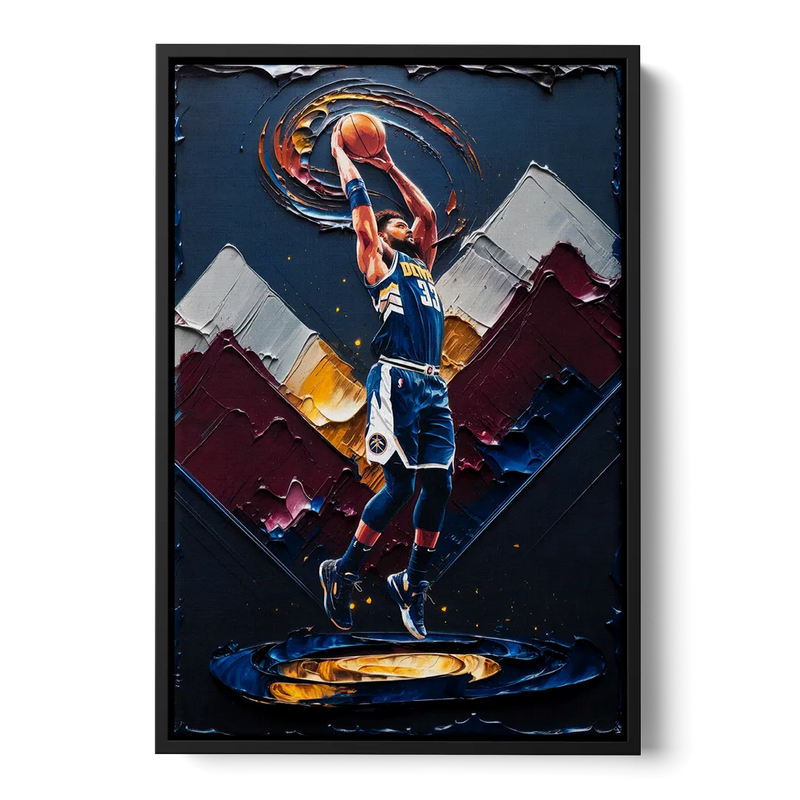 Denver Nuggets Team Spirit Front - Black Canvas Wall Art
