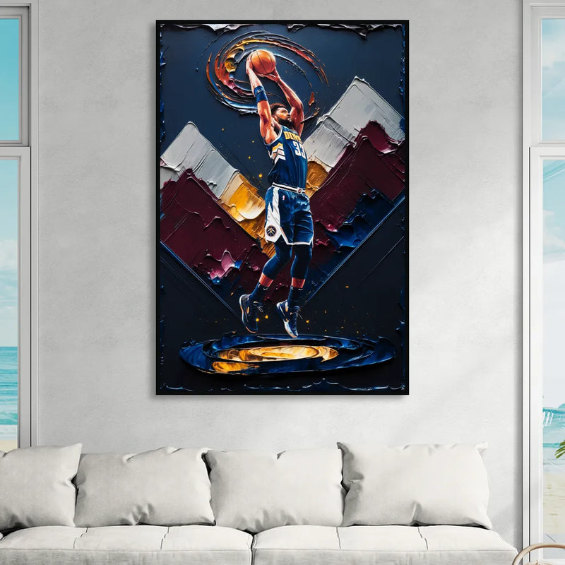 Denver Nuggets Team Spirit Sitting Room - Black Canvas Wall Art
