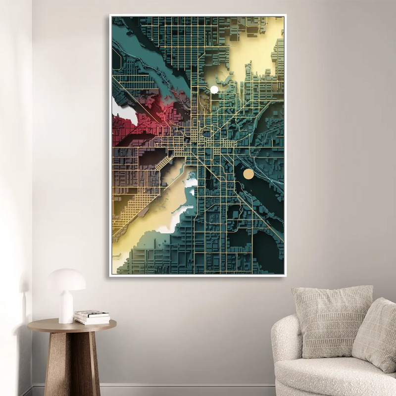 Denver Urban Street Vibes Living Room - White Canvas Wall Art