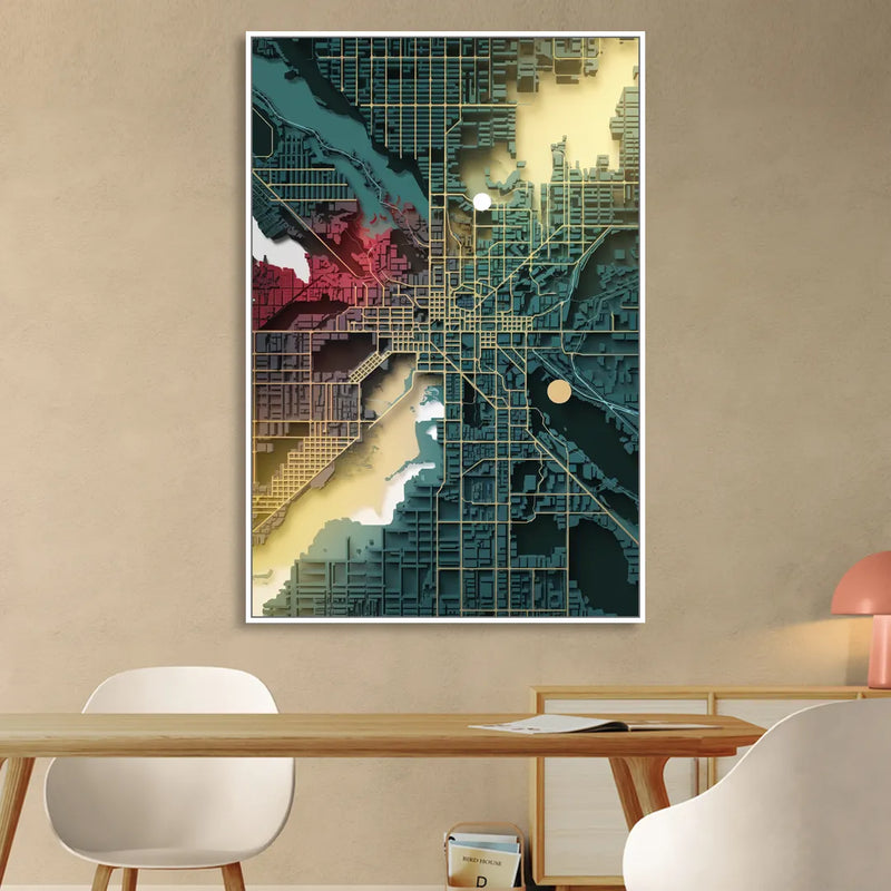 Denver Urban Street Vibes Sitting Room - White Canvas Wall Art