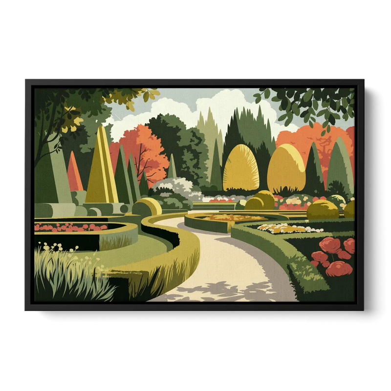 Des Moines Arboretum Views Front - Black Canvas Wall Art