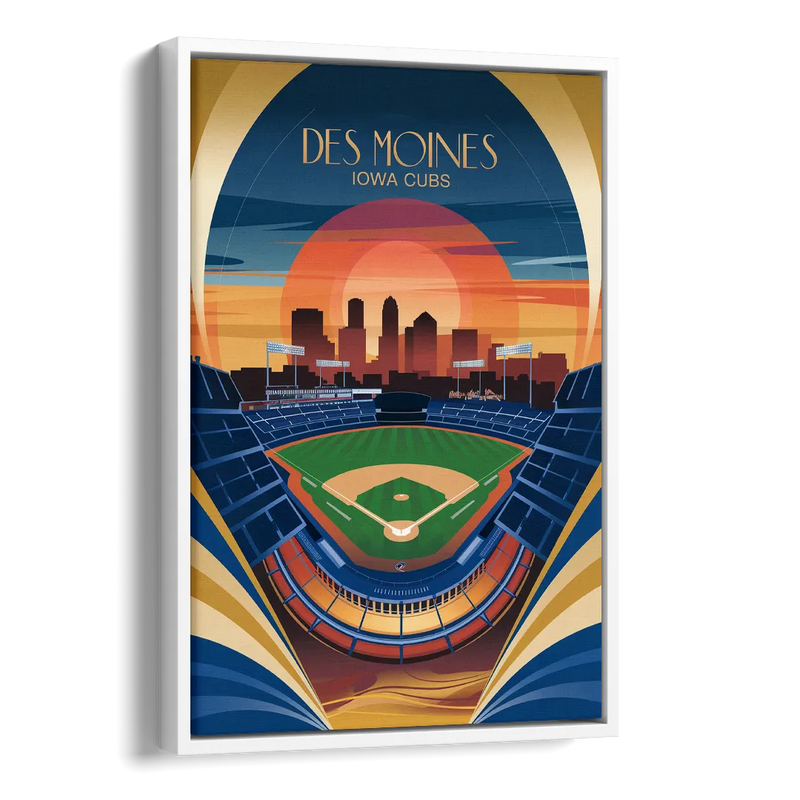 Des Moines Iowa Cubs Stadium Side - White Canvas Wall Art