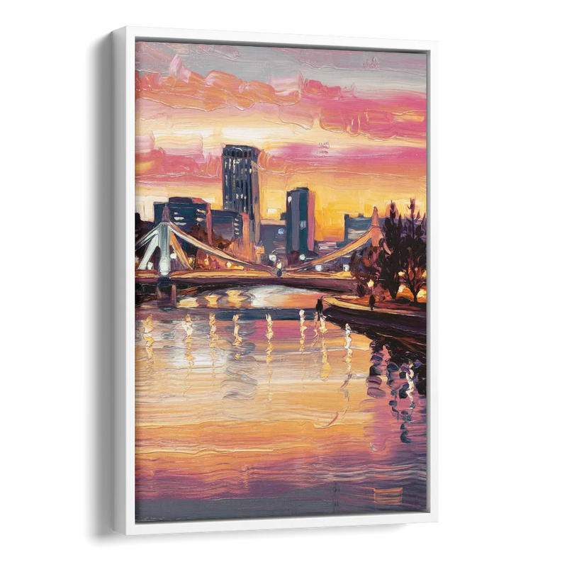 Des Moines Scenic Riverfront Side - White Canvas Wall Art