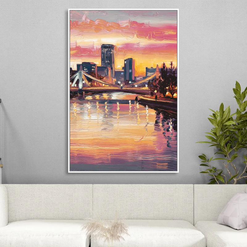 Des Moines Scenic Riverfront Living Room - White Canvas Wall Art