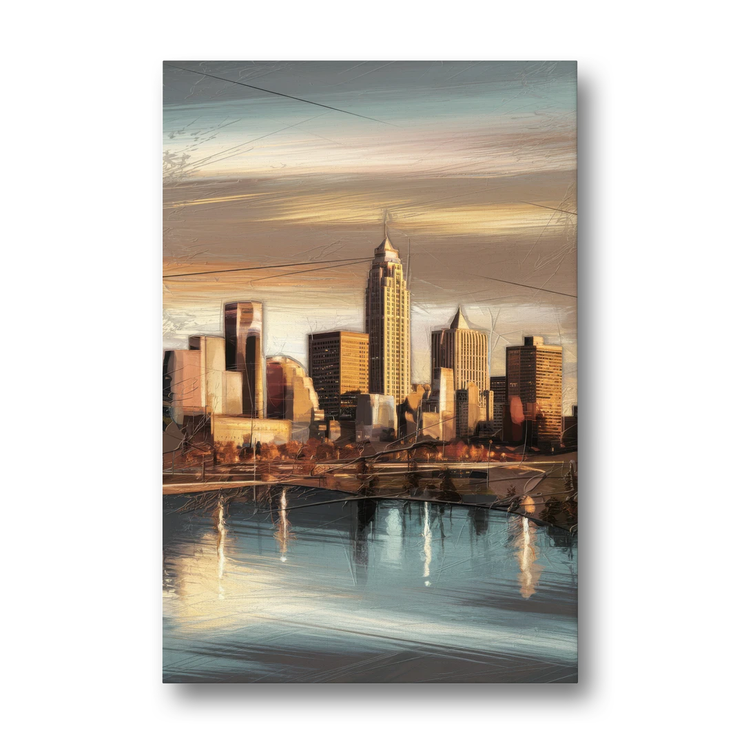 Des Moines Skyline Panorama - Canvas Wall Art - Front