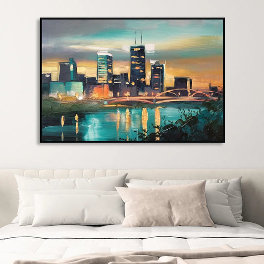 Des Moines Urban Charm Living Room - Black Canvas Wall Art
