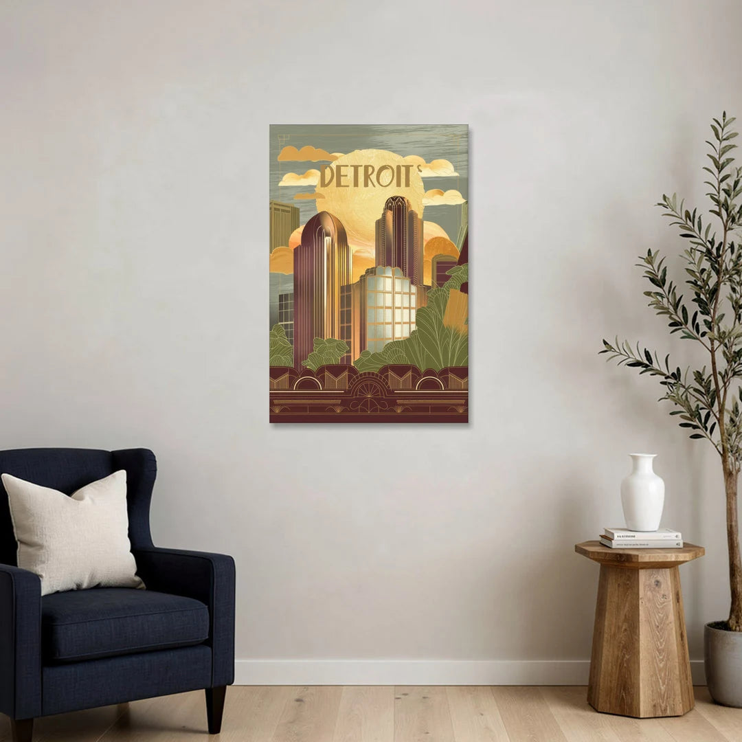 Detroit Architectural Beauty - Canvas Wall Art - Sofa - 24x36