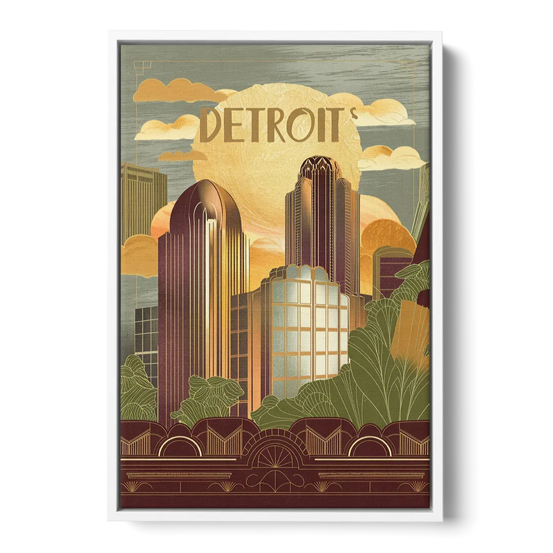 Detroit Architectural Beauty Front - White Canvas Wall Art