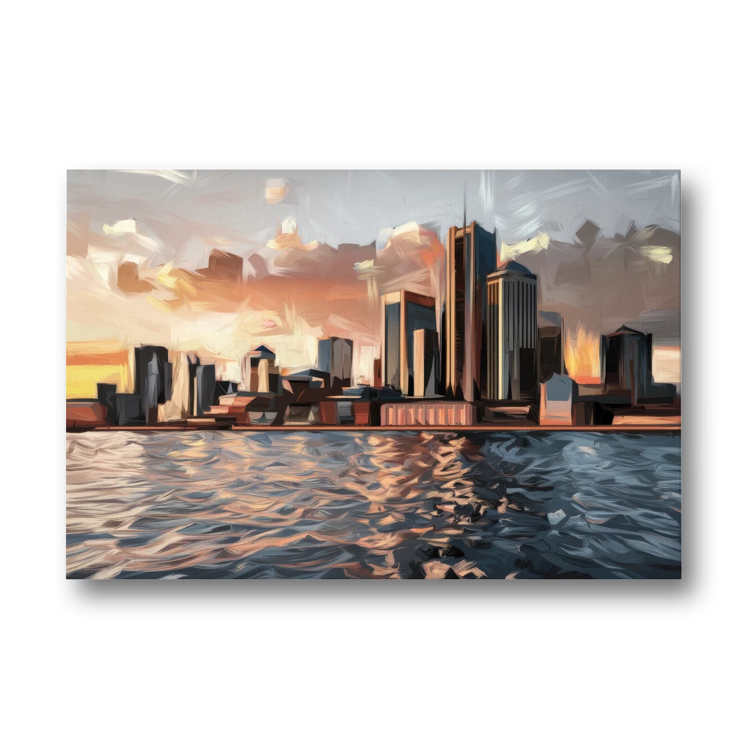 Detroit Cityscape Photography - Canvas Wall Art - Front