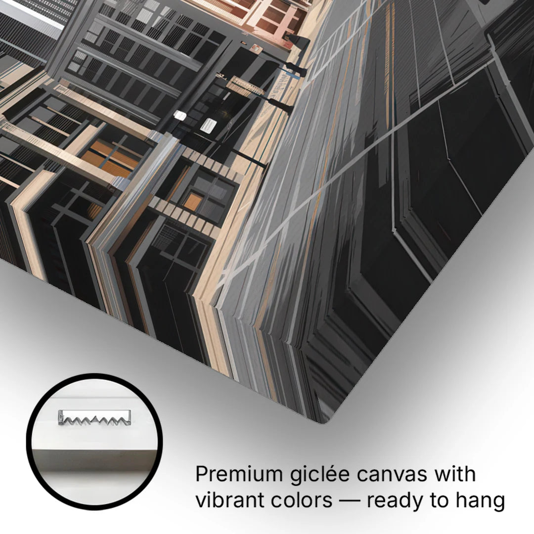 Detroit Downtown Streets - Canvas Wall Art - Gallery Wrap Corner