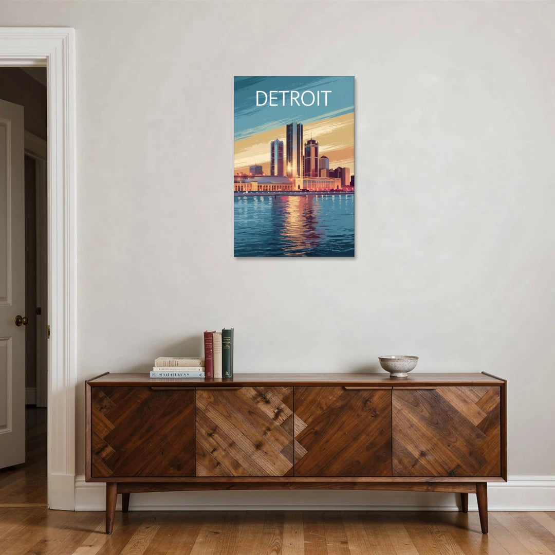 Detroit Historic Landmarks - Canvas Wall Art - Coffee Table - 24x36