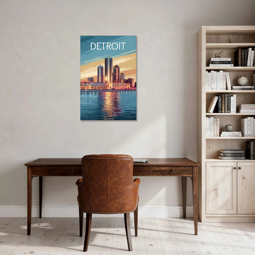 Detroit Historic Landmarks - Canvas Wall Art - Office - 24x36