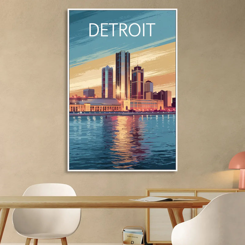 Detroit Historic Landmarks Sitting Room - White Canvas Wall Art