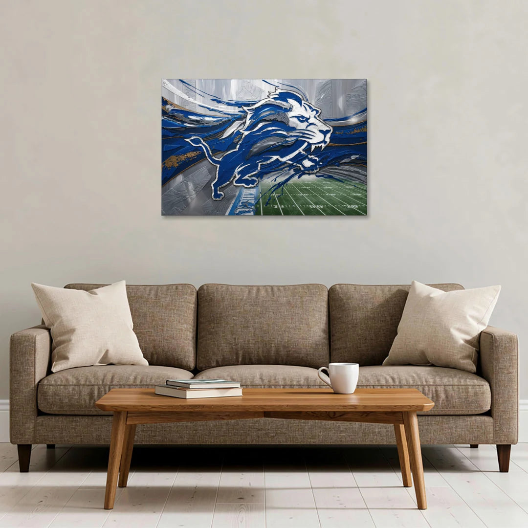 Detroit Lions Football - Canvas Wall Art - Sofa - 36x24