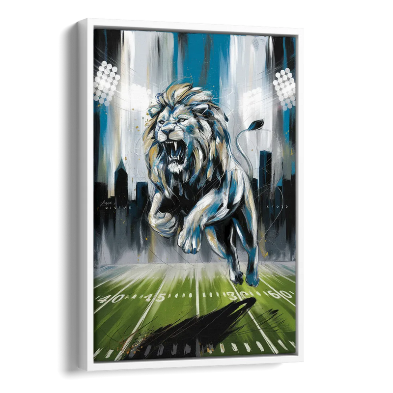 Detroit Lions Team Spirit Side - White Canvas Wall Art