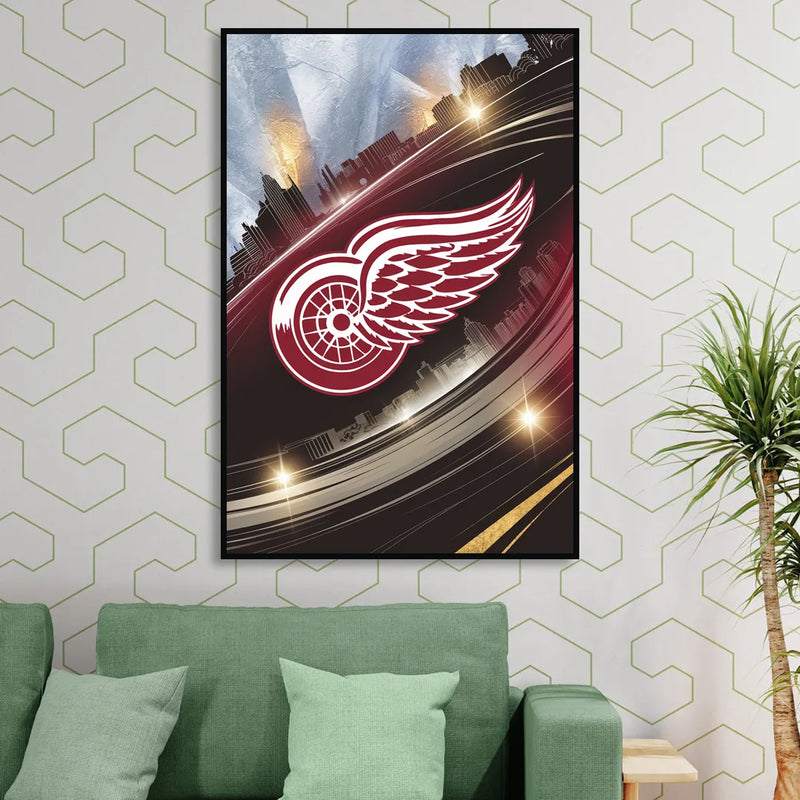 Detroit Red Wings Legacy Living Room - Black Canvas Wall Art