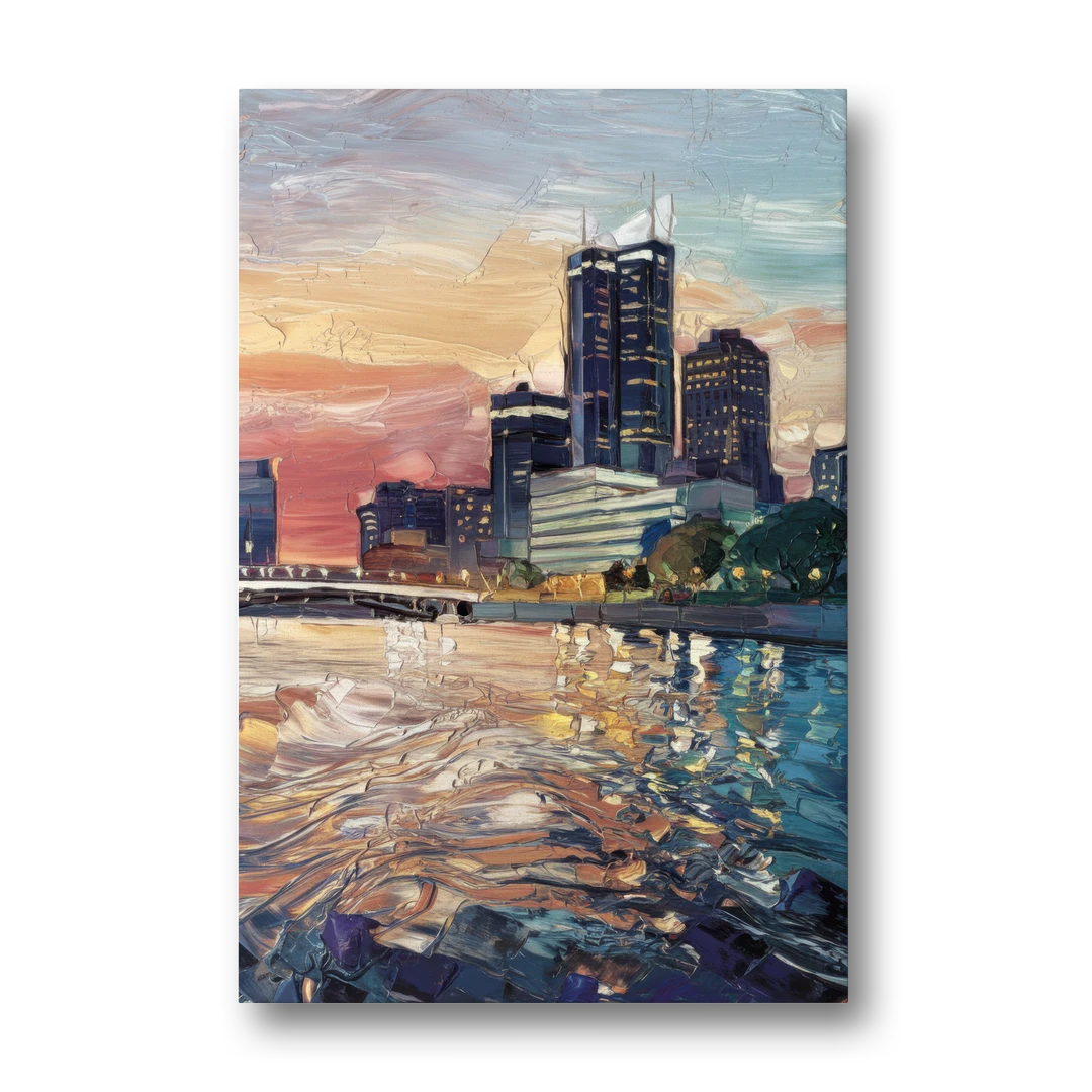 Detroit Riverfront View - Canvas Wall Art - Front