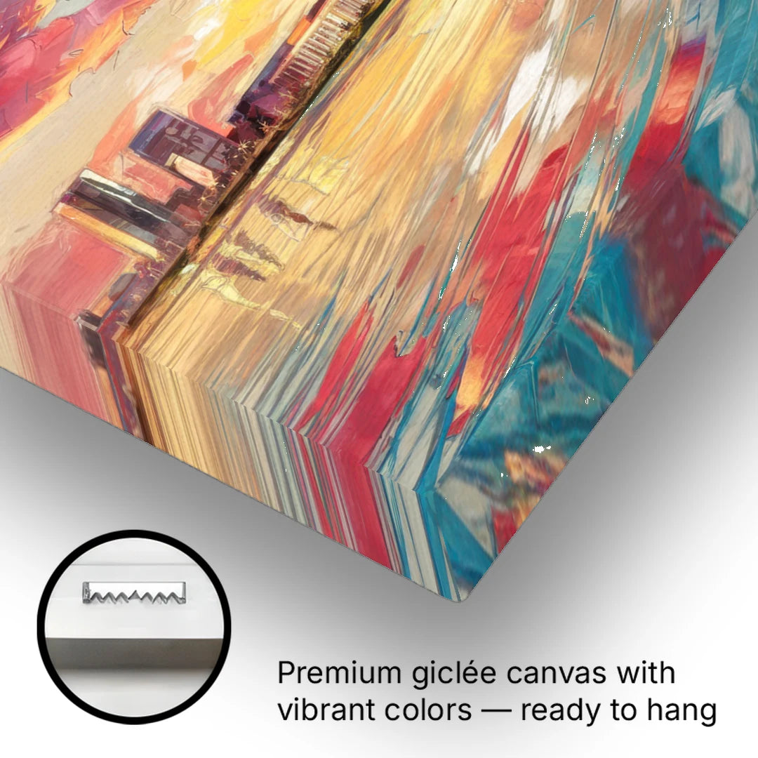 Detroit Skyline At Sunset - Canvas Wall Art - Gallery Wrap Corner