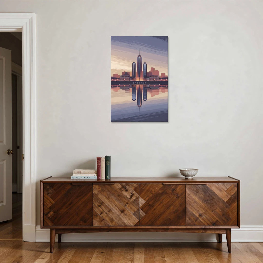 Detroit Skyline Reflections - Canvas Wall Art - Coffee Table - 24x36