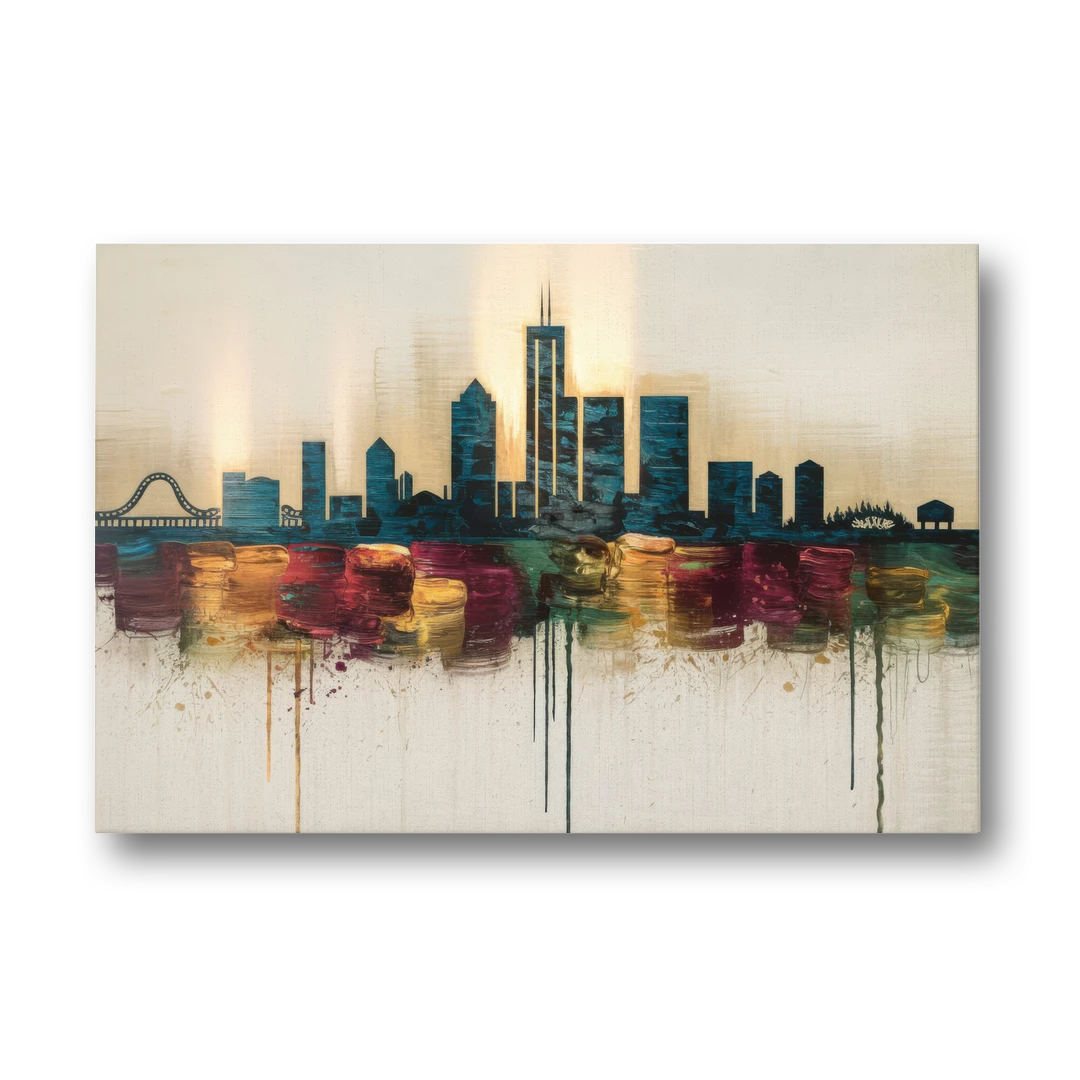 Detroit Skyline Silhouette - Canvas Wall Art - Front