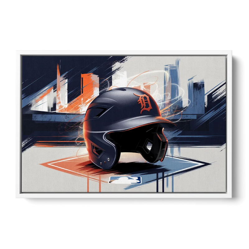 Detroit Tigers Baseball Front - White Canvas Wall Art