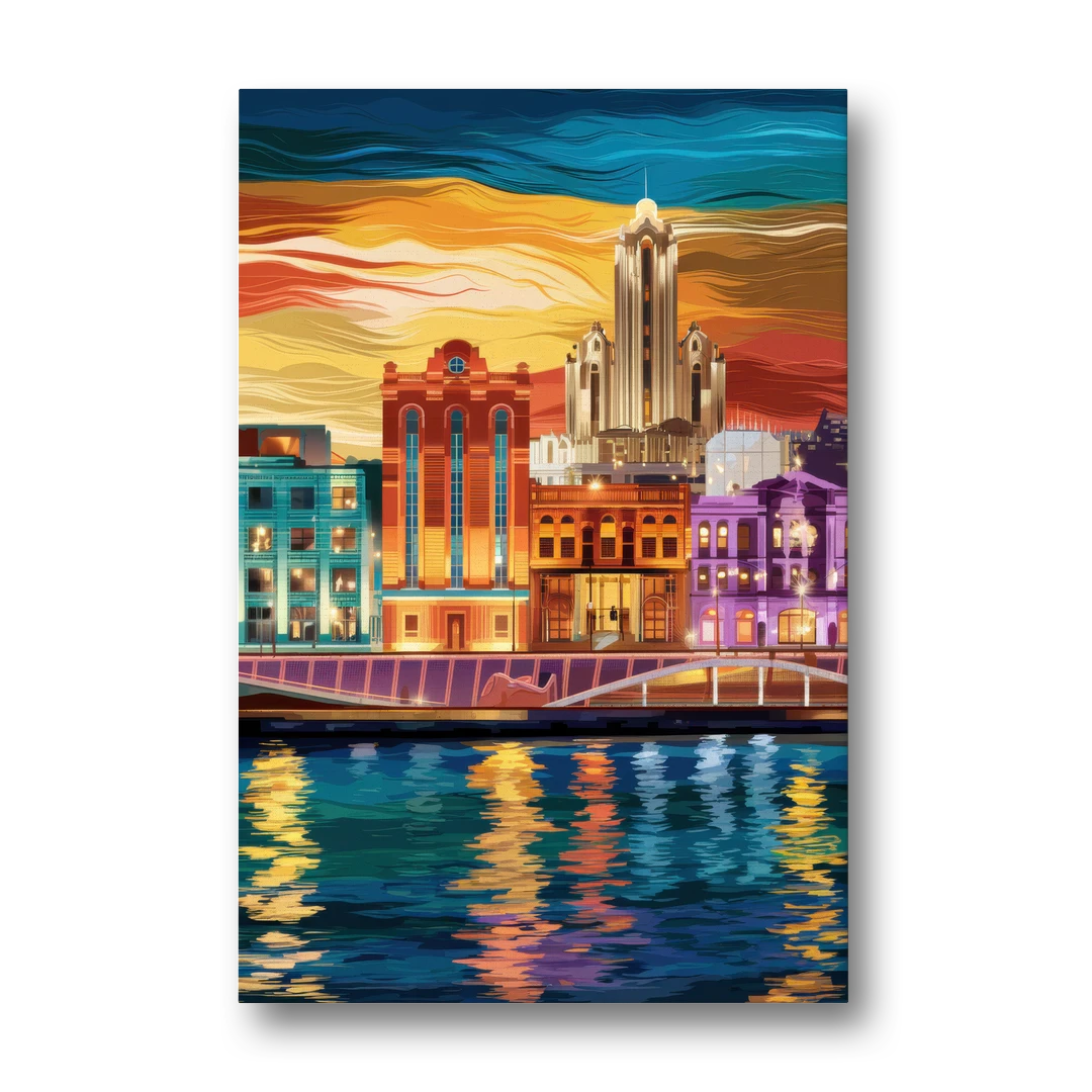Detroit Vibrant Cityscape - Canvas Wall Art - Front