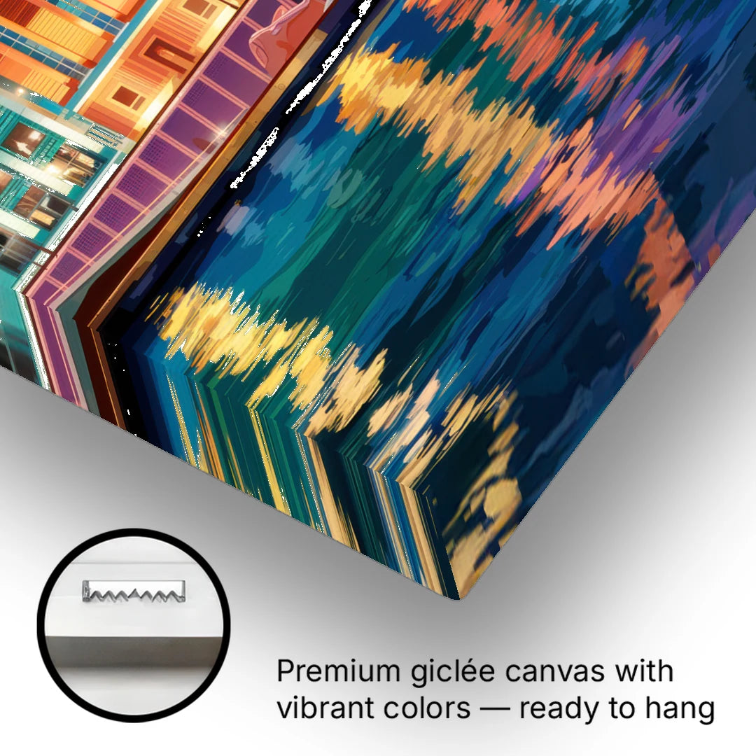 Detroit Vibrant Cityscape - Canvas Wall Art - Gallery Wrap Corner