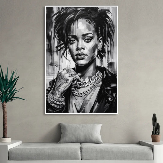 Diamond Aura Living Room - White Canvas Wall Art