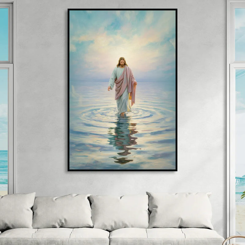 Divine Christian Moment Sitting Room - Black Canvas Wall Art