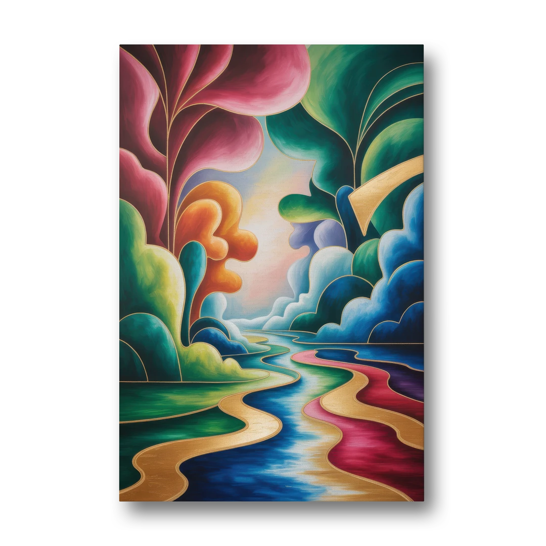 Dreamlike JewelToned Colorful Abstract - Canvas Wall Art - Front