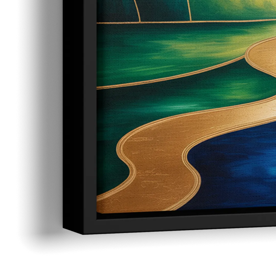 Dreamlike JewelToned Colorful Abstract - Close-Up Black Frame Canvas