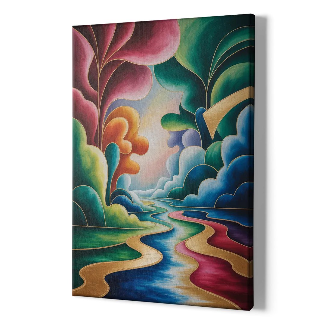 Dreamlike JewelToned Colorful Abstract - Canvas Print Art Sides