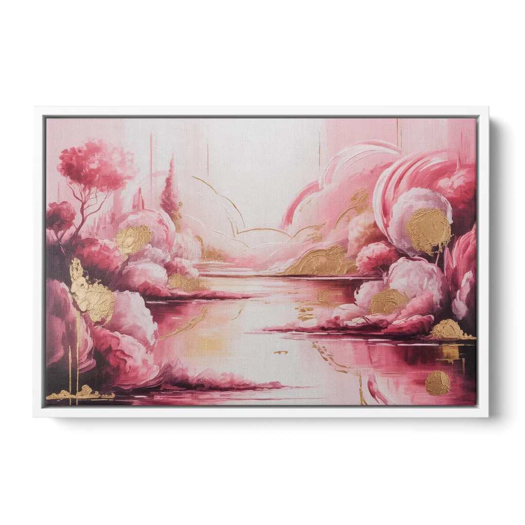 Dreamy Ethereal Pink Abstract - White Frame Canvas