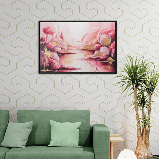 Dreamy Ethereal Pink Abstract - Living Room Black Frame Canvas