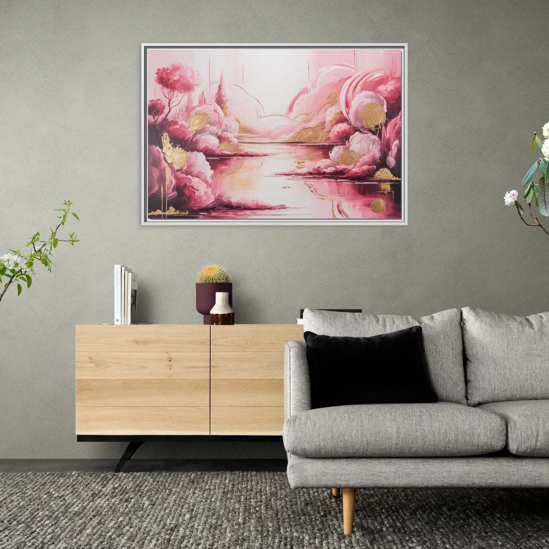 Dreamy Ethereal Pink Abstract - Living Room White Frame Canvas