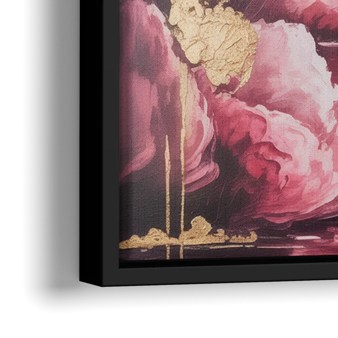 Dreamy Ethereal Pink Abstract - Close-Up Black Frame Canvas