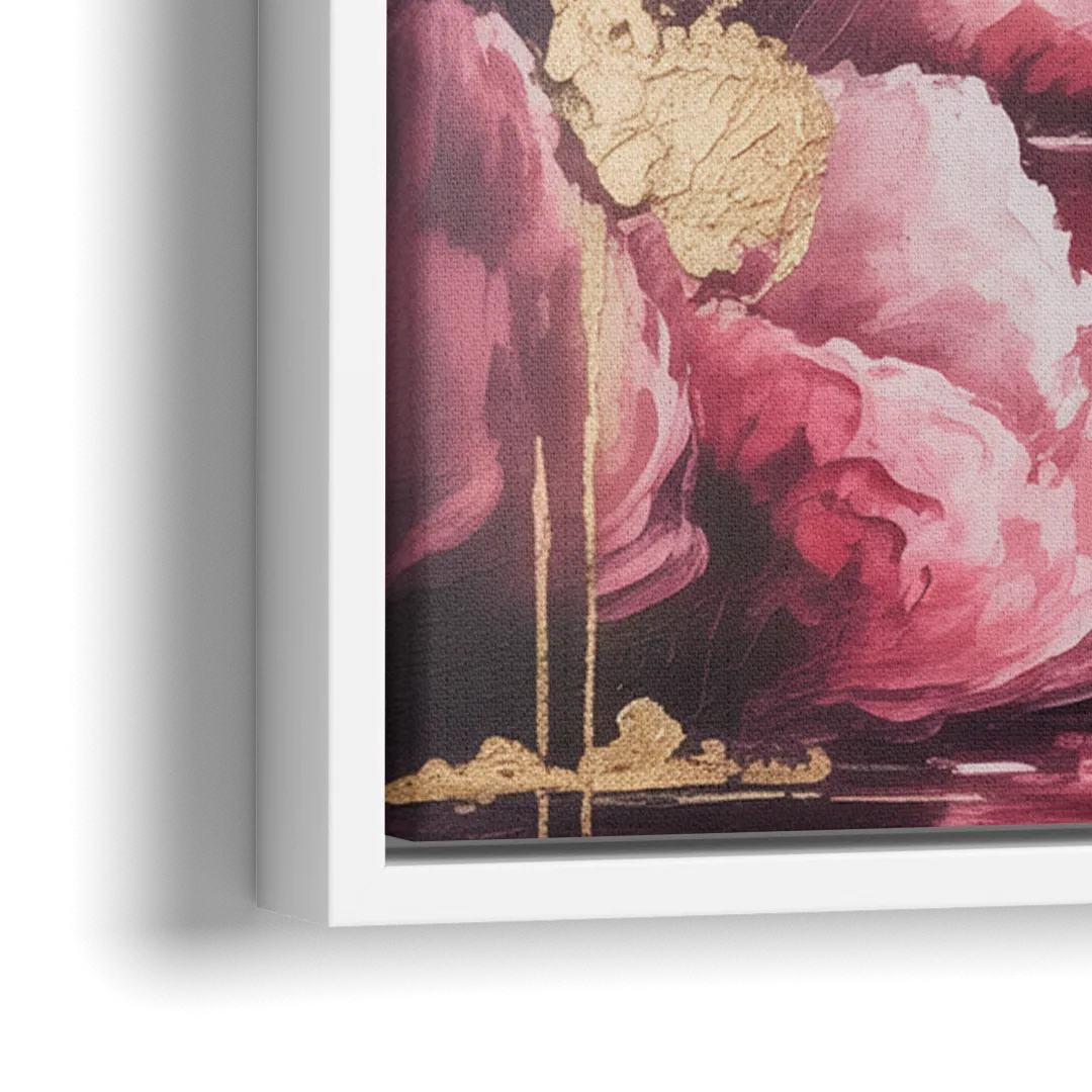 Dreamy Ethereal Pink Abstract - Close-Up White Frame Canvas