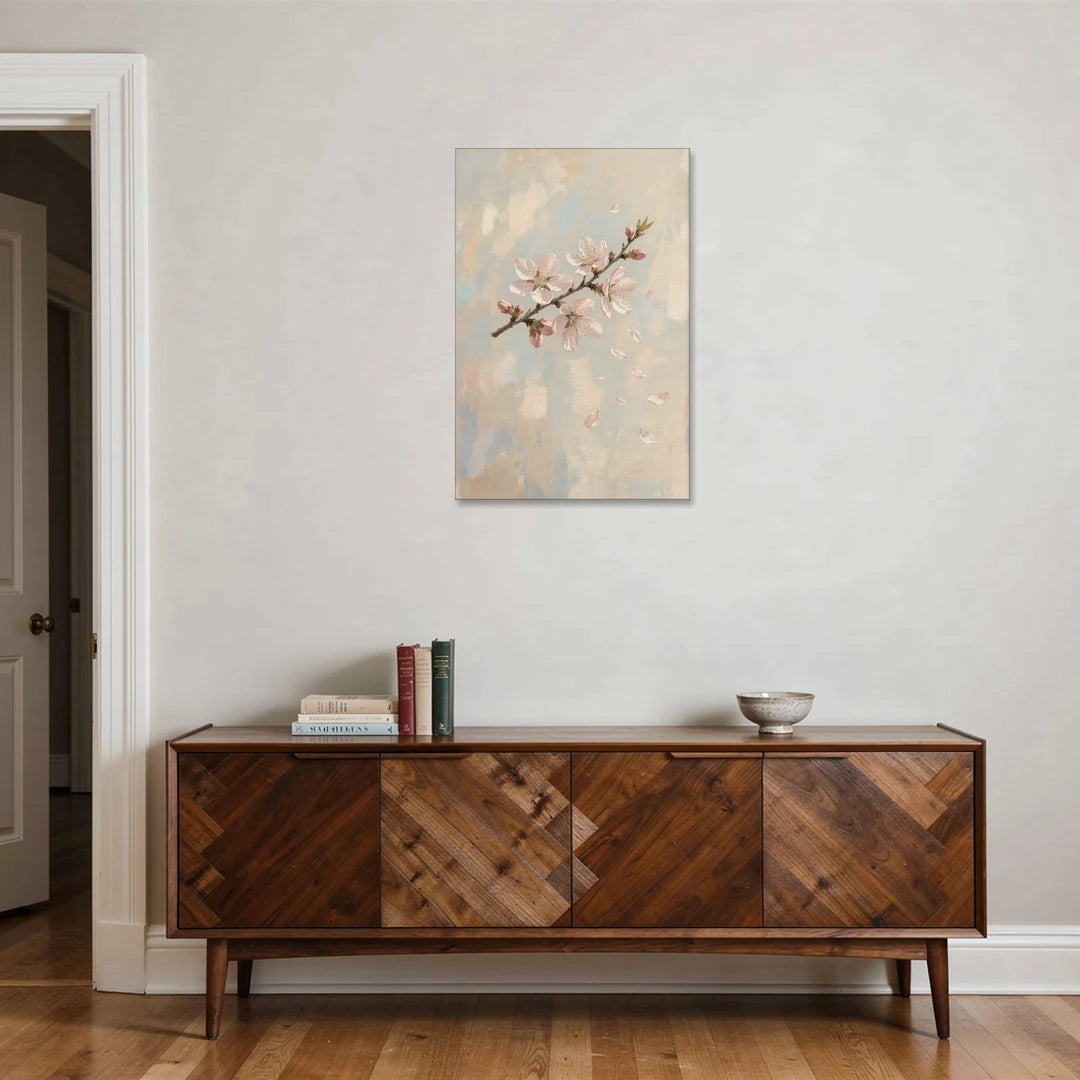Drifting Petal Cherry Blossom Sprig - Canvas Wall Art - Coffee Table - 24x36