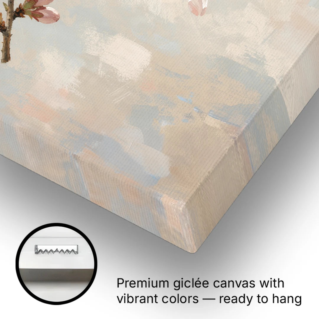 Drifting Petal Cherry Blossom Sprig - Canvas Wall Art - Gallery Wrap Corner