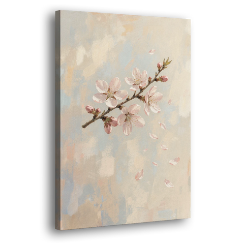 Drifting Petal Cherry Blossom Sprig for the Nursery - Canvas Wall Art
