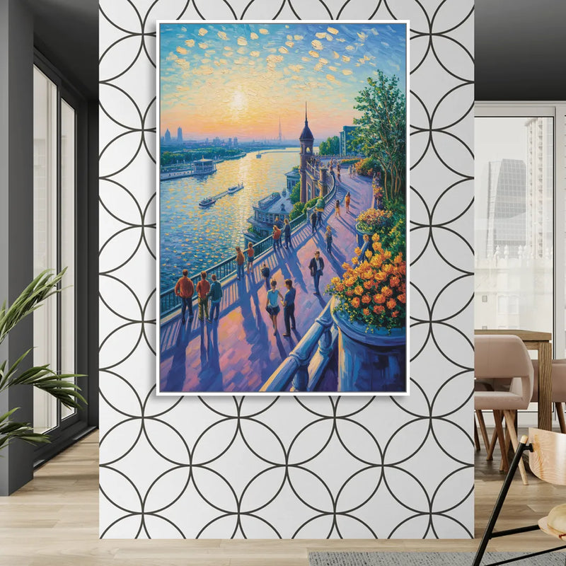 Dufferin Terrace View Living Room - White Canvas Wall Art