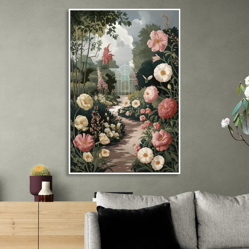 Dunedin Botanical Gardens Sitting Room - White Canvas Wall Art