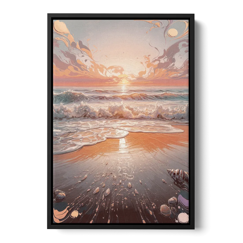 Dunedin Coastal Sunrise Front - Black Canvas Wall Art