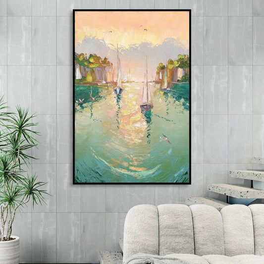 Dunedin Harbor View Living Room - Black Canvas Wall Art